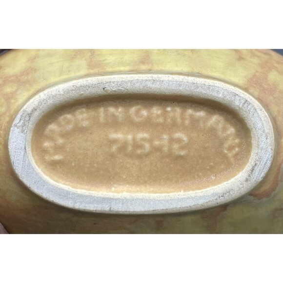 VTG MCM Made In Germany Yellow Ceramic Pottery Art Triangle Flower Frog 715-12 - Picture 6 of 8